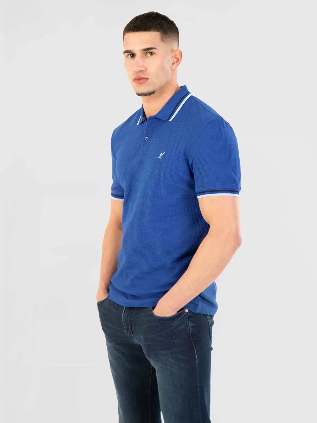 Mish Mash TEXTURED COTTON JERSEY STOCKHOLM ROYAL POLO