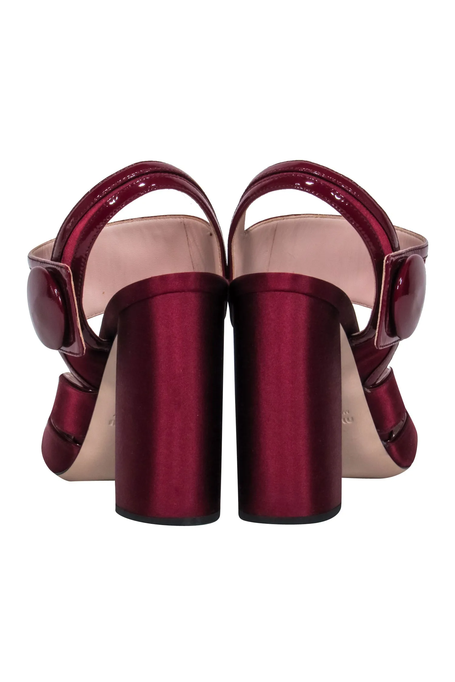 Miu Miu - Maroon Satin Chunky Sandal Heels Sz 7.5