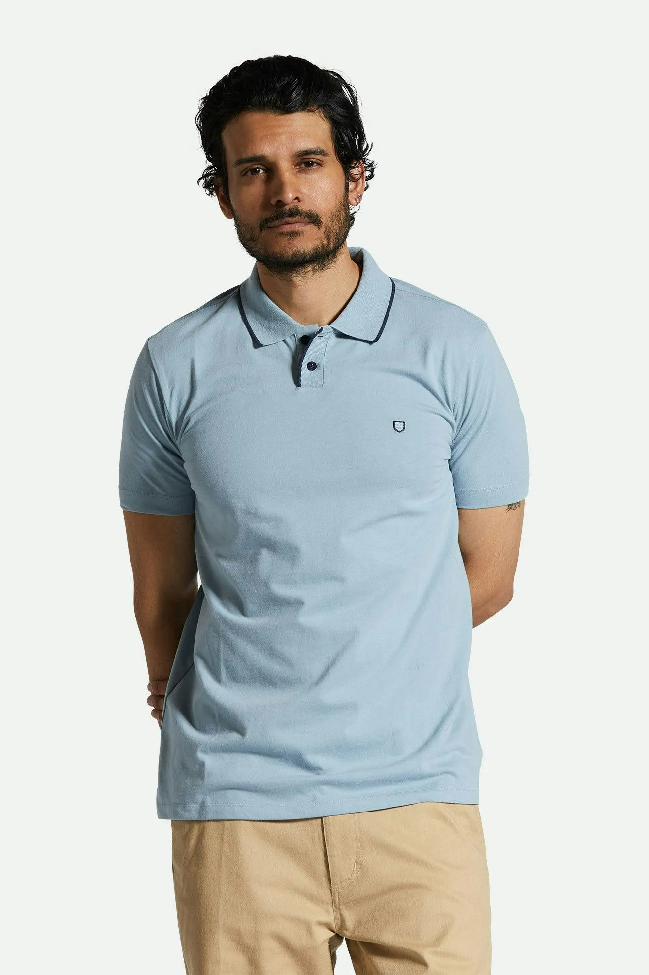 Mod Flex S/S Polo - Dusty Blue/Washed Navy