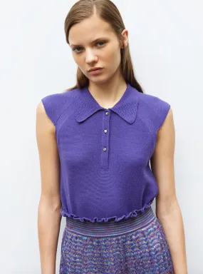 Molli Knit Cap Sleeve Polo Top Cassis