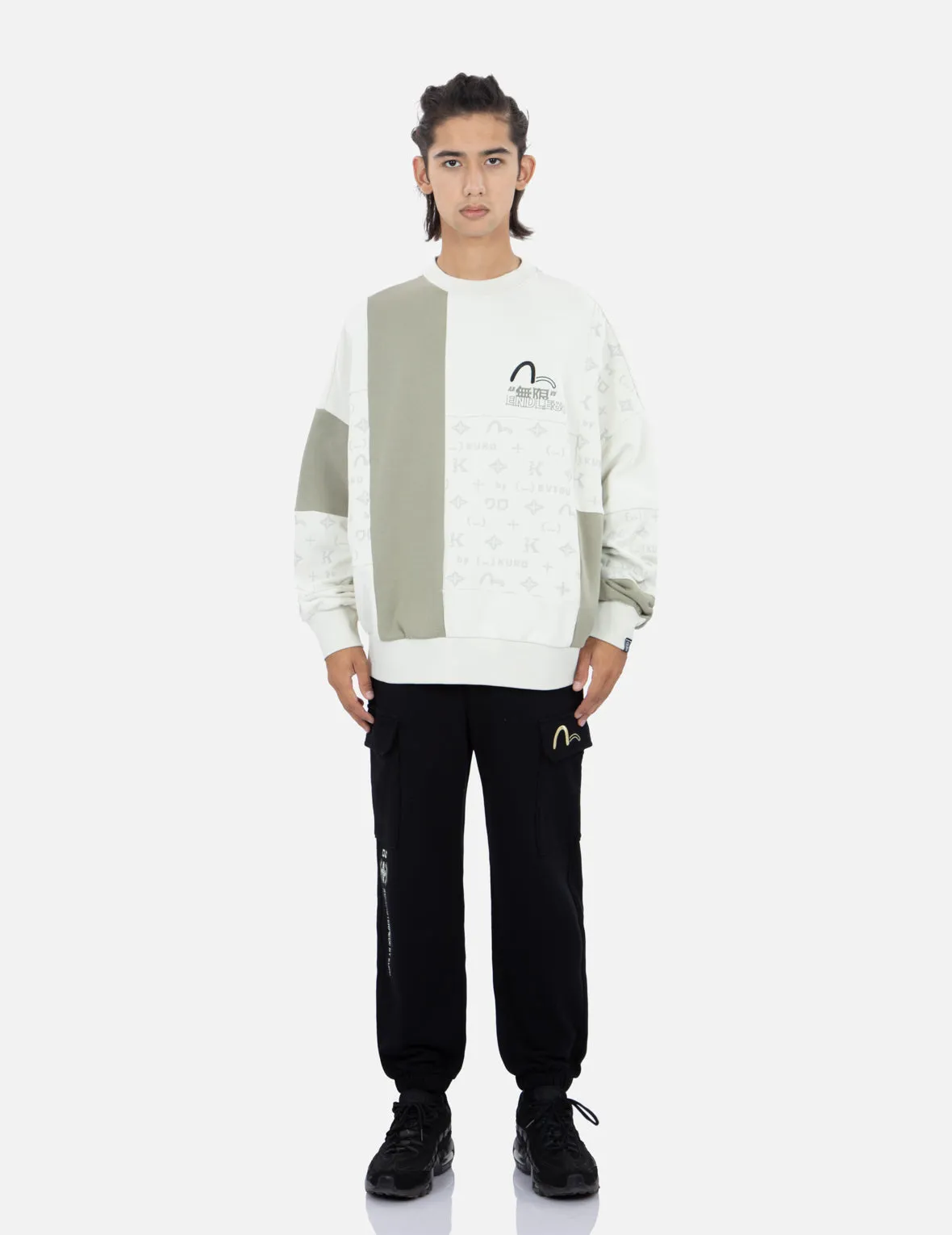 Monogram Print Colorblock Sweatshirt