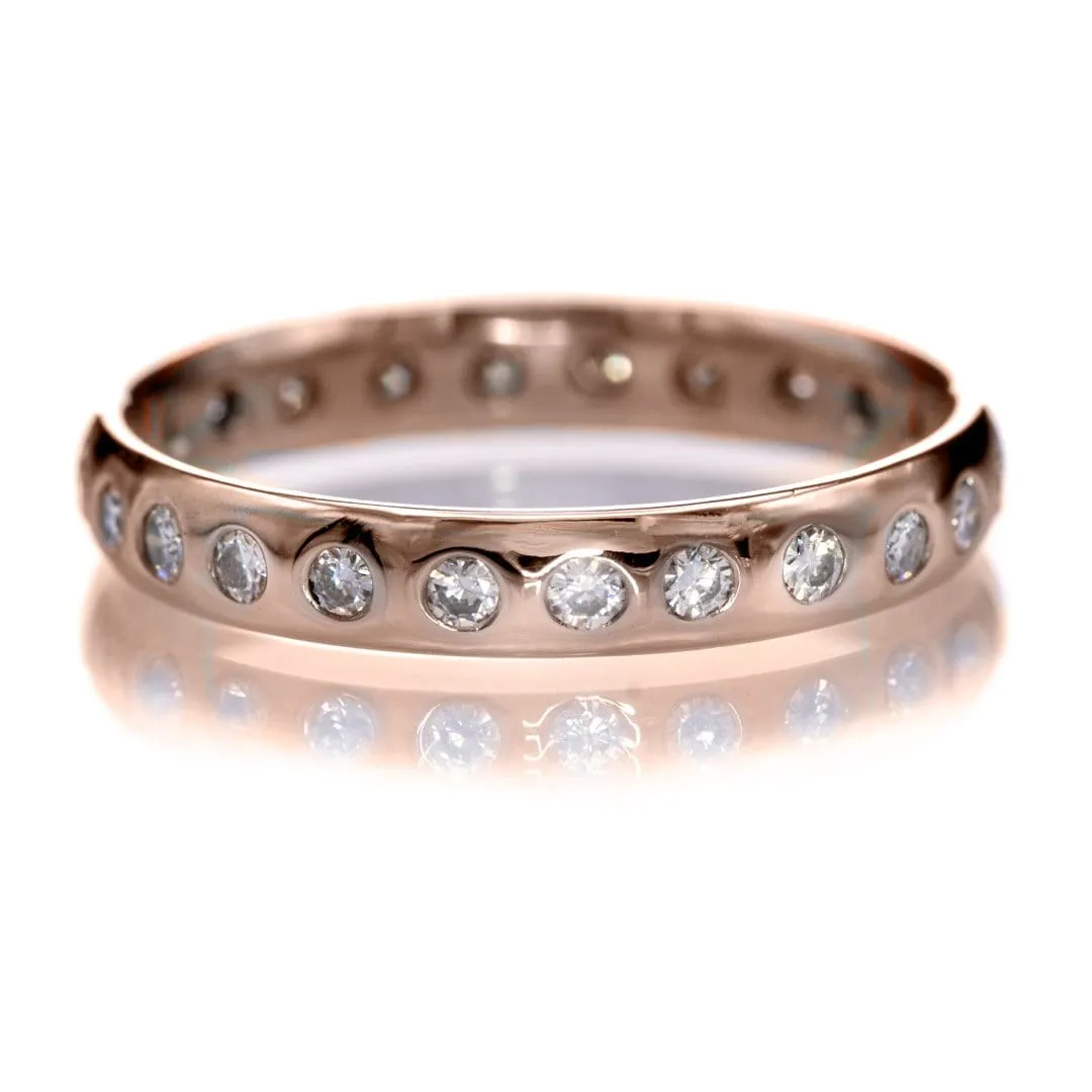 Narrow Moissanite or Diamond Flush Set Eternity Wedding Ring