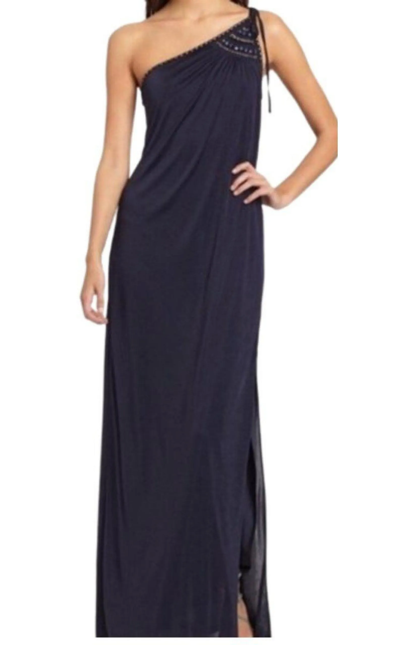 Navy One Shoulder Dress