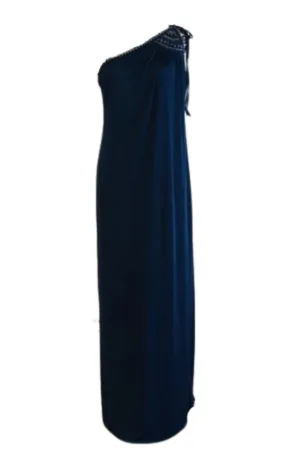 Navy One Shoulder Dress