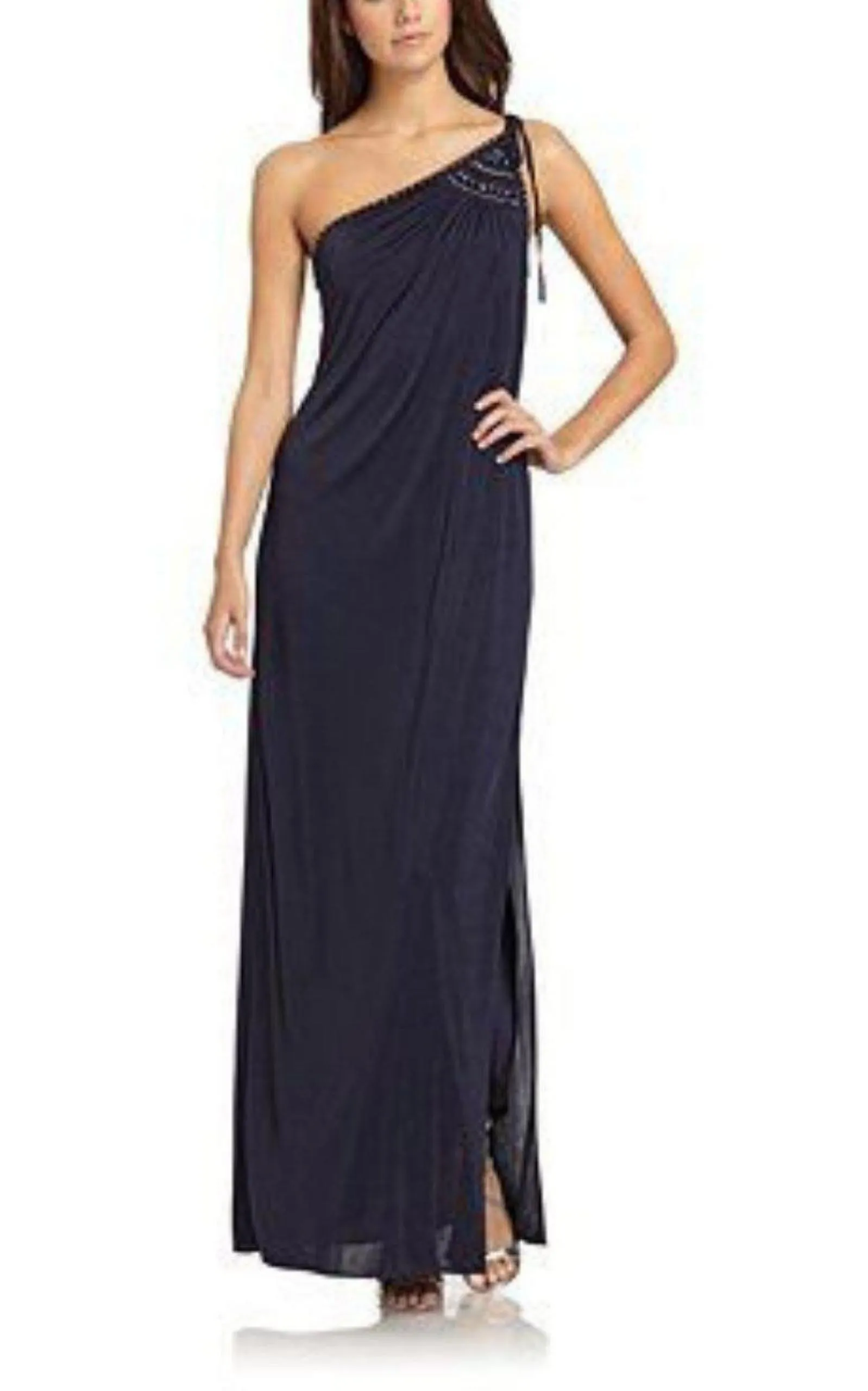 Navy One Shoulder Dress