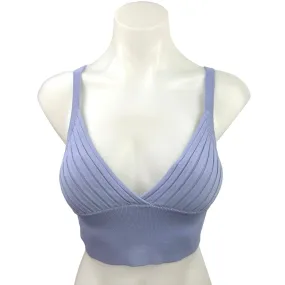 NEW Zara Purple Ribbed Sleeveless V-Neck Stretch Knitted Cropped Bra Tank Top S