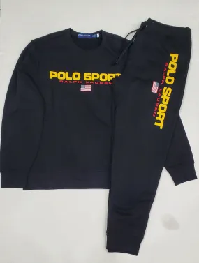 Nwt Polo Ralph Lauren Black Polo Sport Crew Neck With Matching Joggers