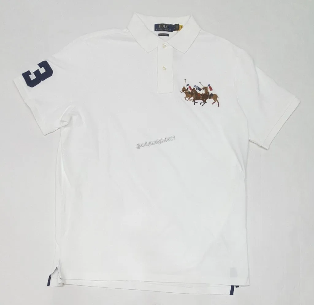 Nwt Polo Ralph Lauren White Triple Pony Custom Slim Fit Polo