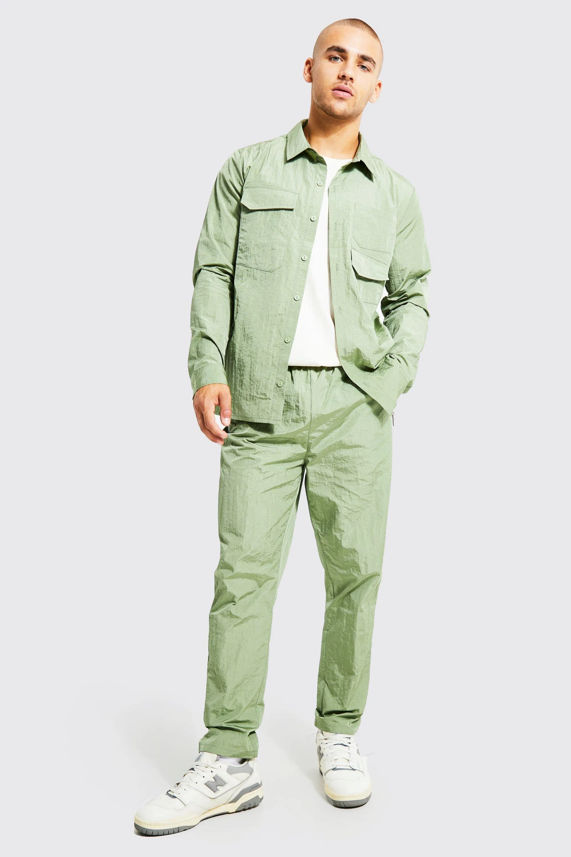 Nylon Overshirt & Tapered Trousers Set