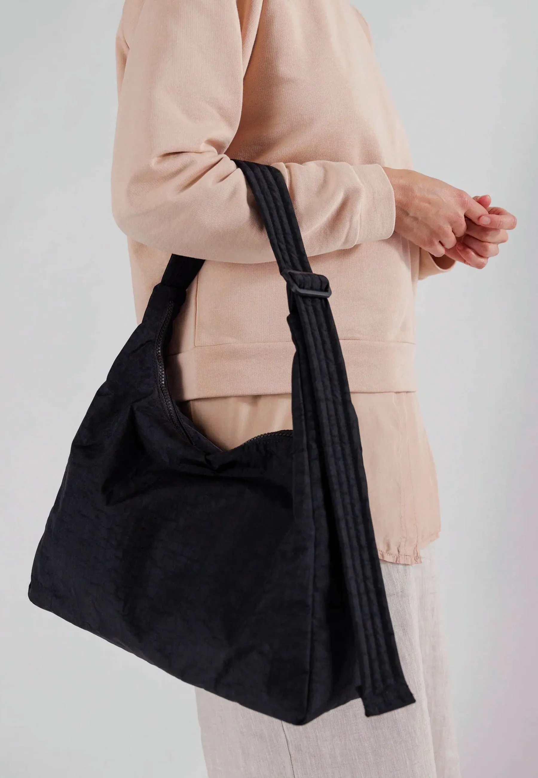 Nylon Shoulder Bag - Black