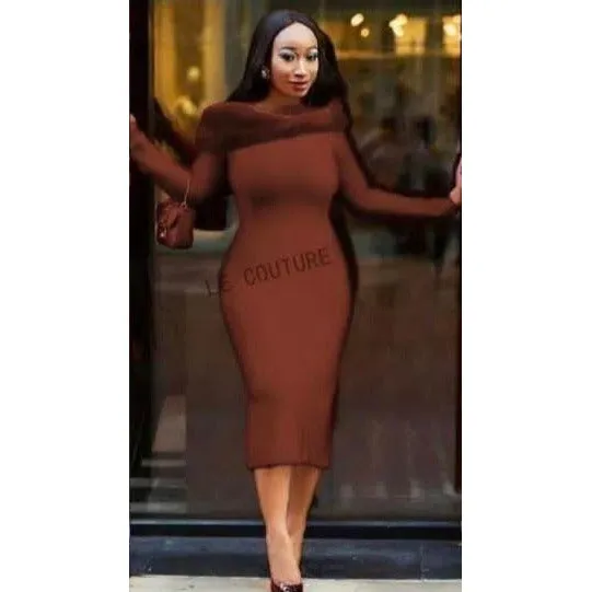 Off Shoulder Long Sleeve Sexy Bodycon Dress