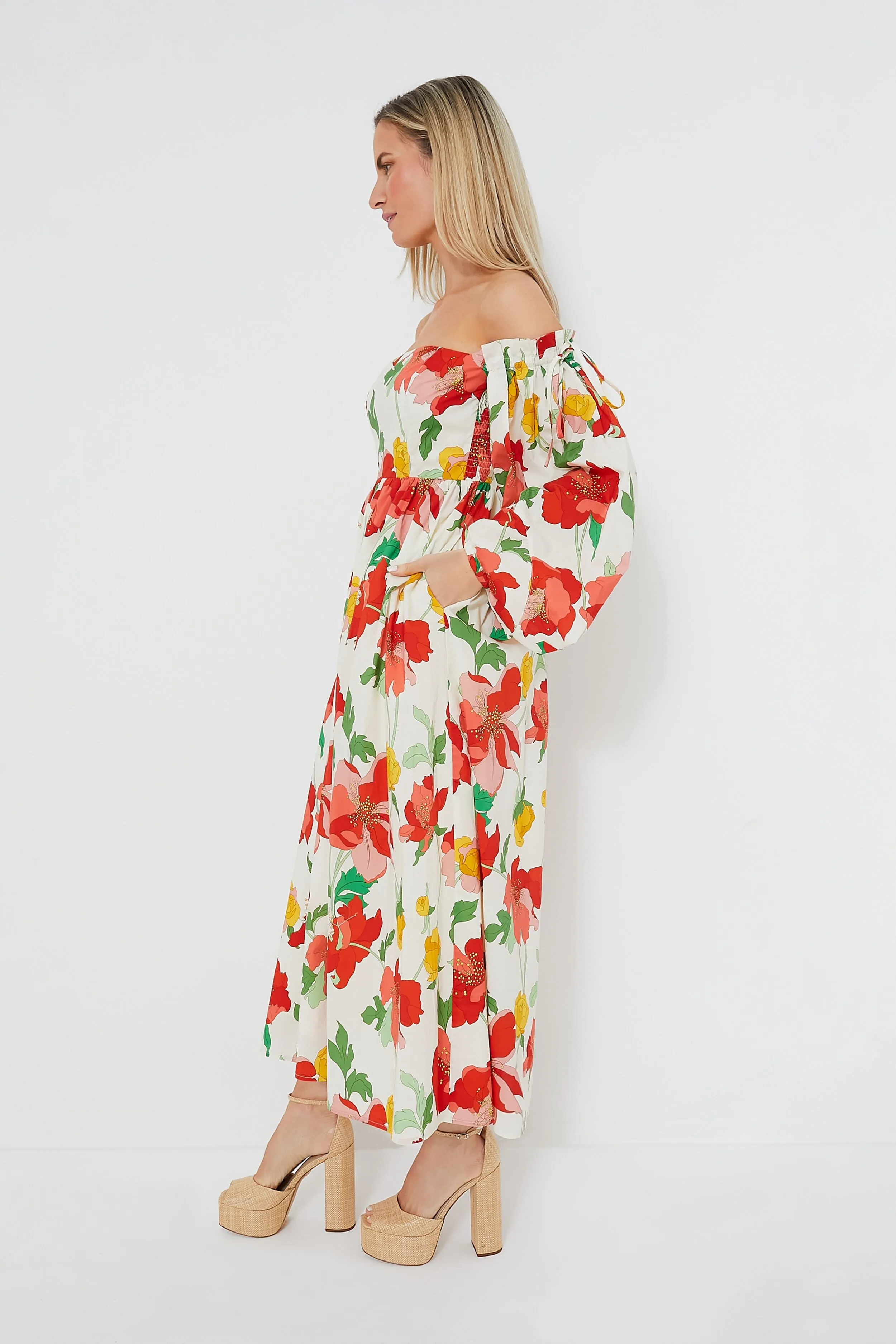 Off-The-Shoulder Marigold Maxi Dress