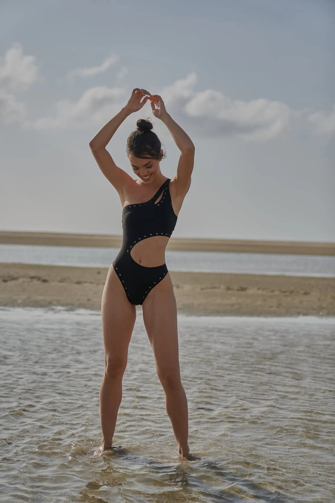 One Shoulder Laser Cut Swimsuit