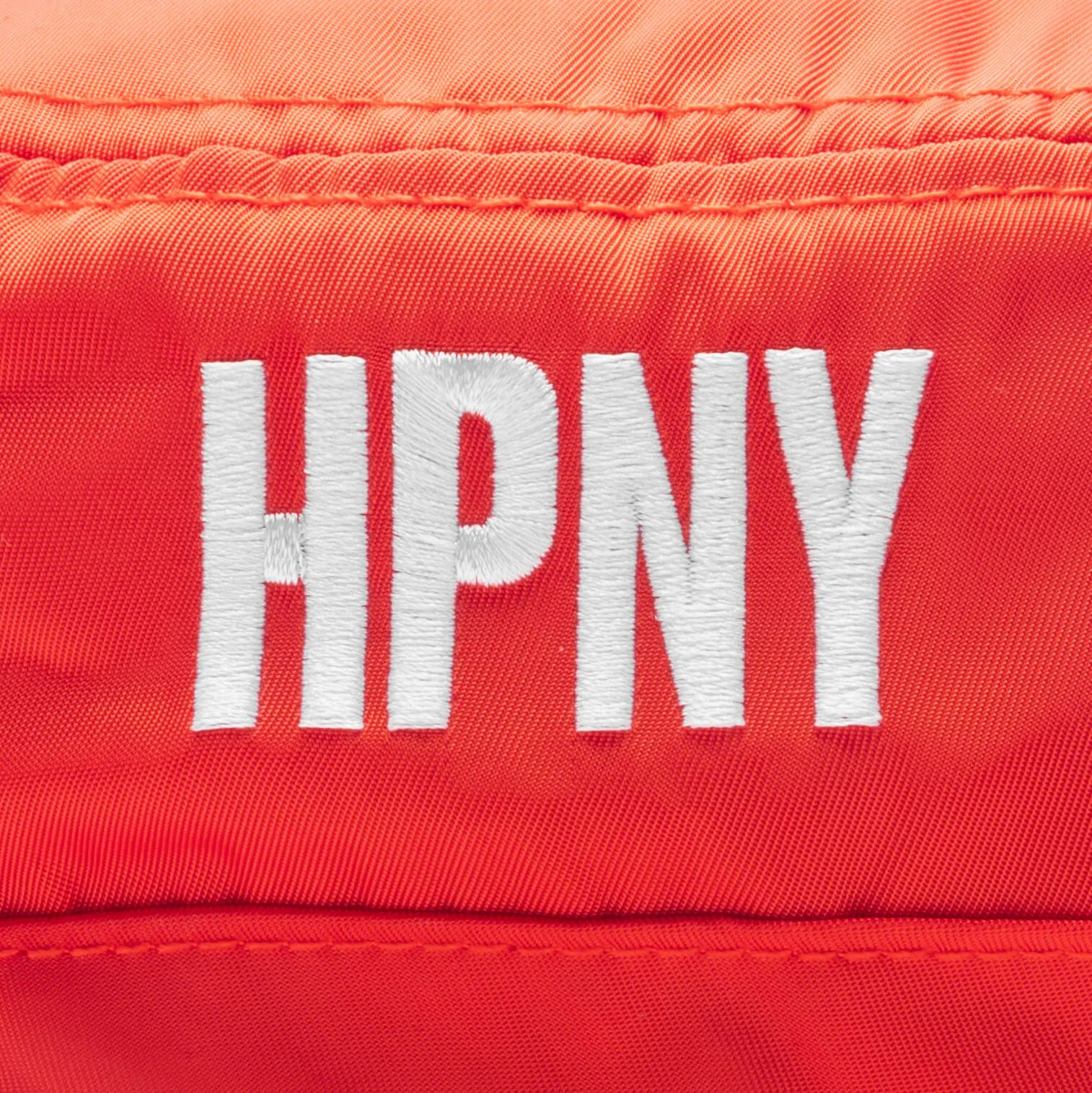 Orange and White Nylon Bucket Hat by HPNY EMB