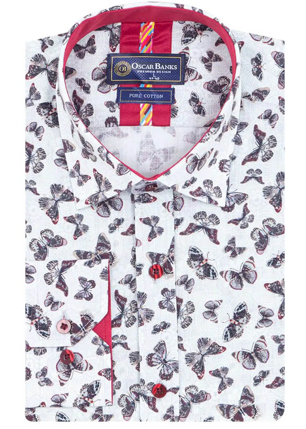 Oscar Banks Brown Men's Butterfly Shirt