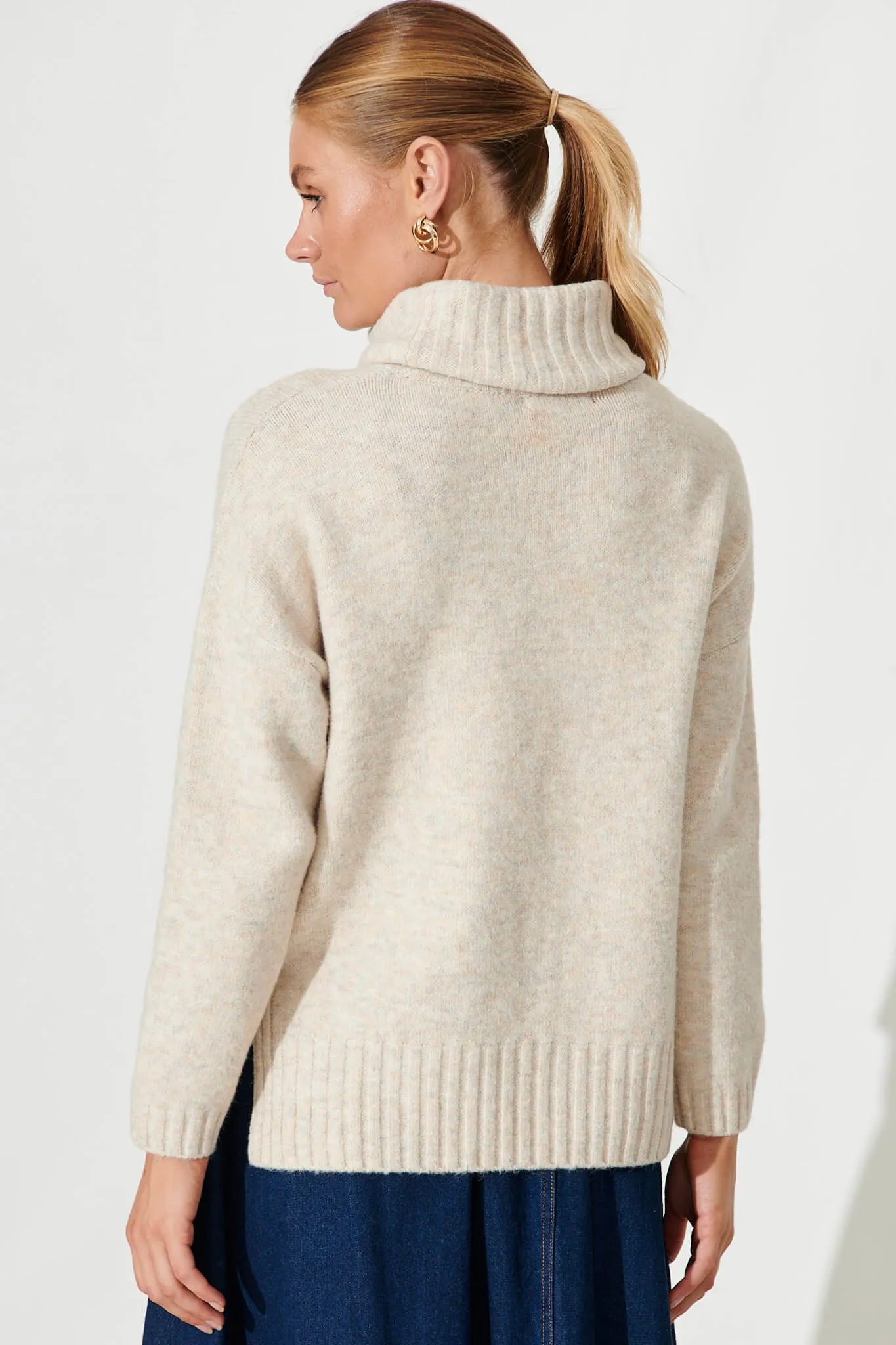 Otto Knit In Beige Wool Blend