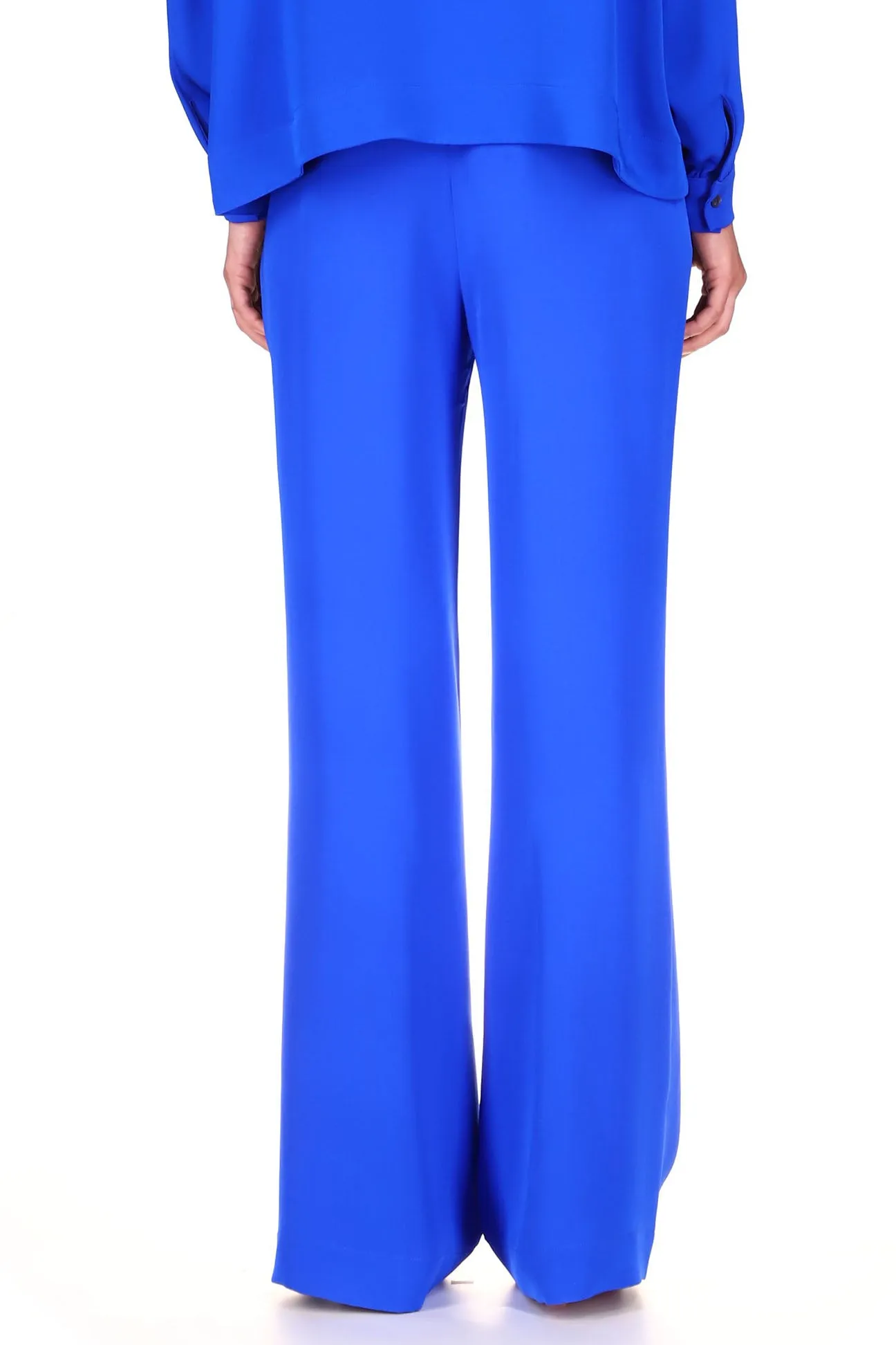 'OVERSATURATED SILKS' BLUE WIDE LEG TROUSERS