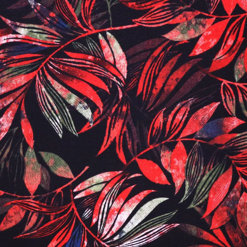 Pam Black and Red Double Jersey Knit Fabric