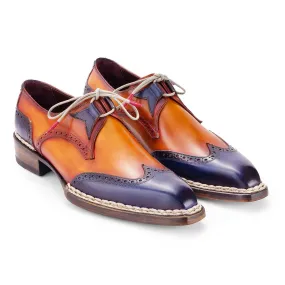 Paul Parkman Men's Shoes Hand-Painted Leather Norwegian Welted Wingtip Oxfords (PM6446)