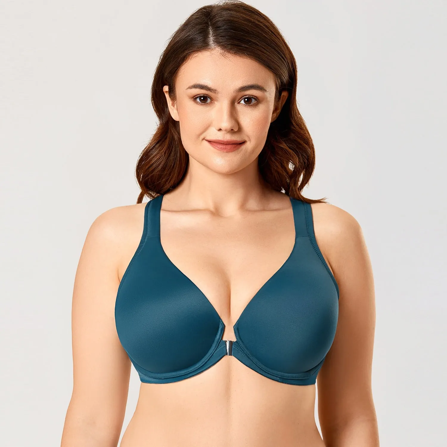 Women's Front Closure Full Coverage Unlined Bra with Underwire for Peace