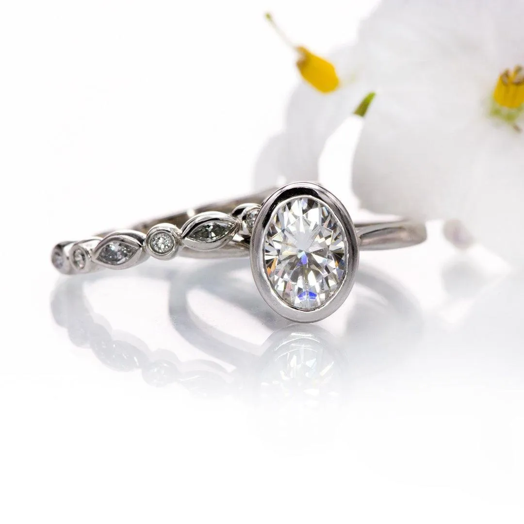 Peekaboo Bezel Set Solitaire Engagement Ring - Setting only