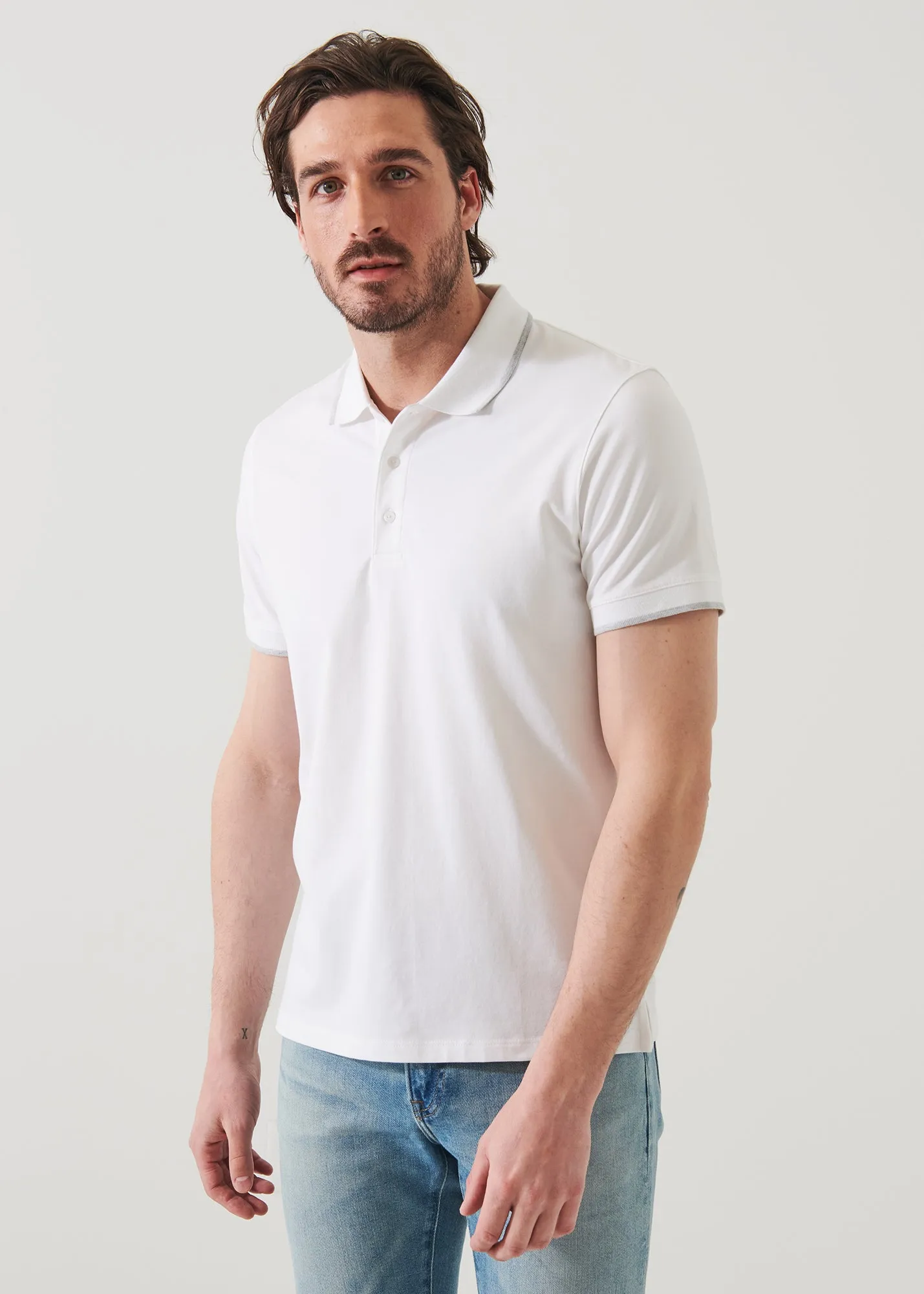 Stretch Tipped Polo in PIMA COTTON