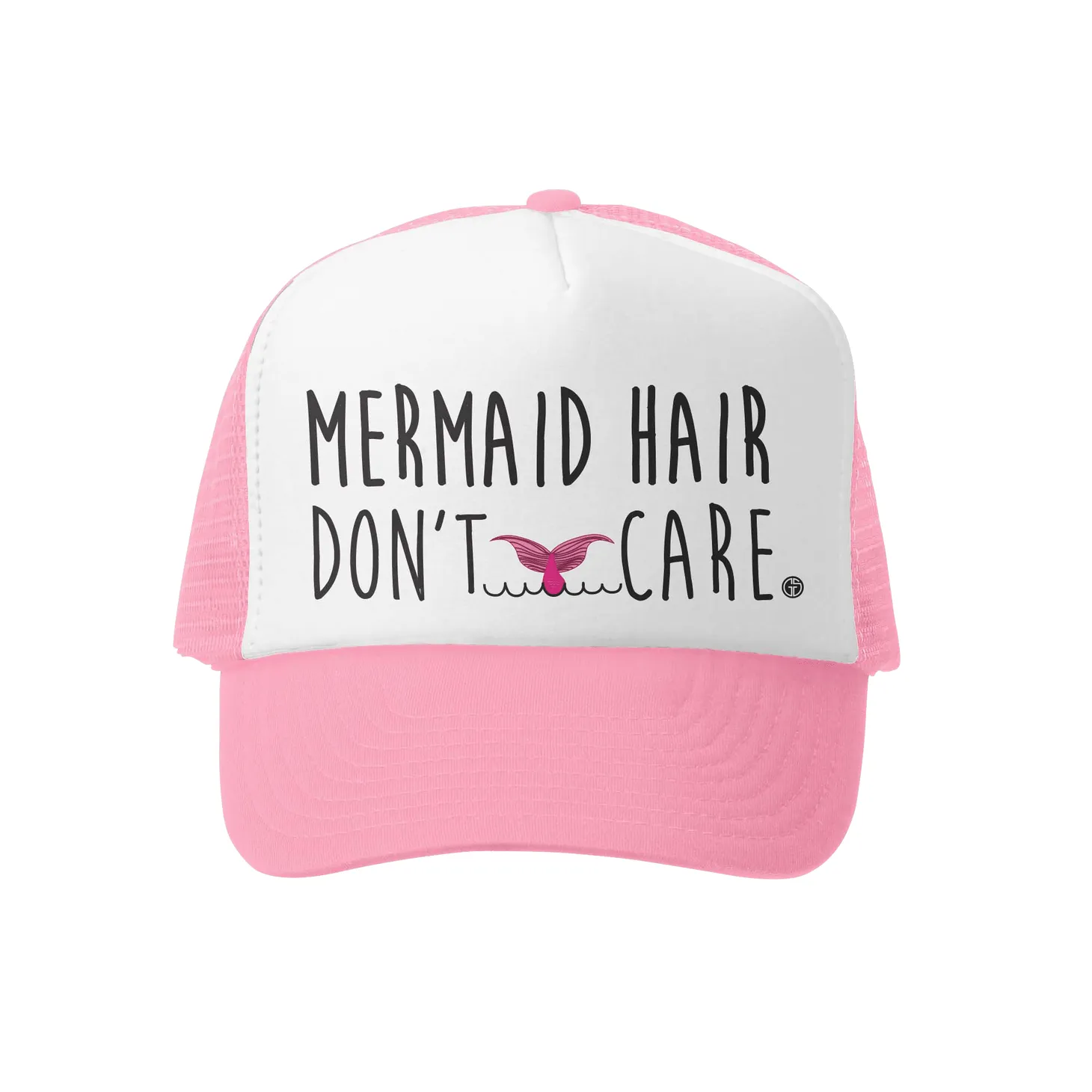 Pink & White Mermaid Hair Trucker Hat