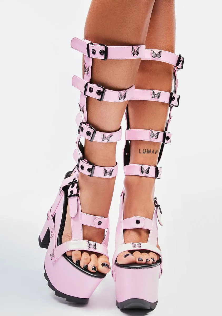 Pink Nightcall Hi Butterfly Platform Heels-