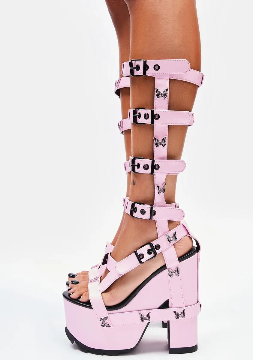 Pink Nightcall Hi Butterfly Platform Heels-