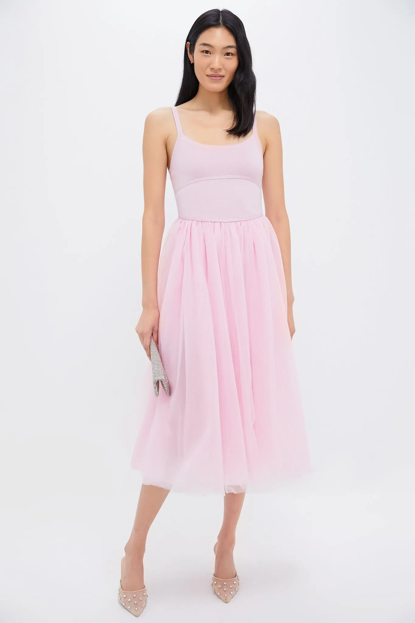 Pink Sleeveless Midi Dress