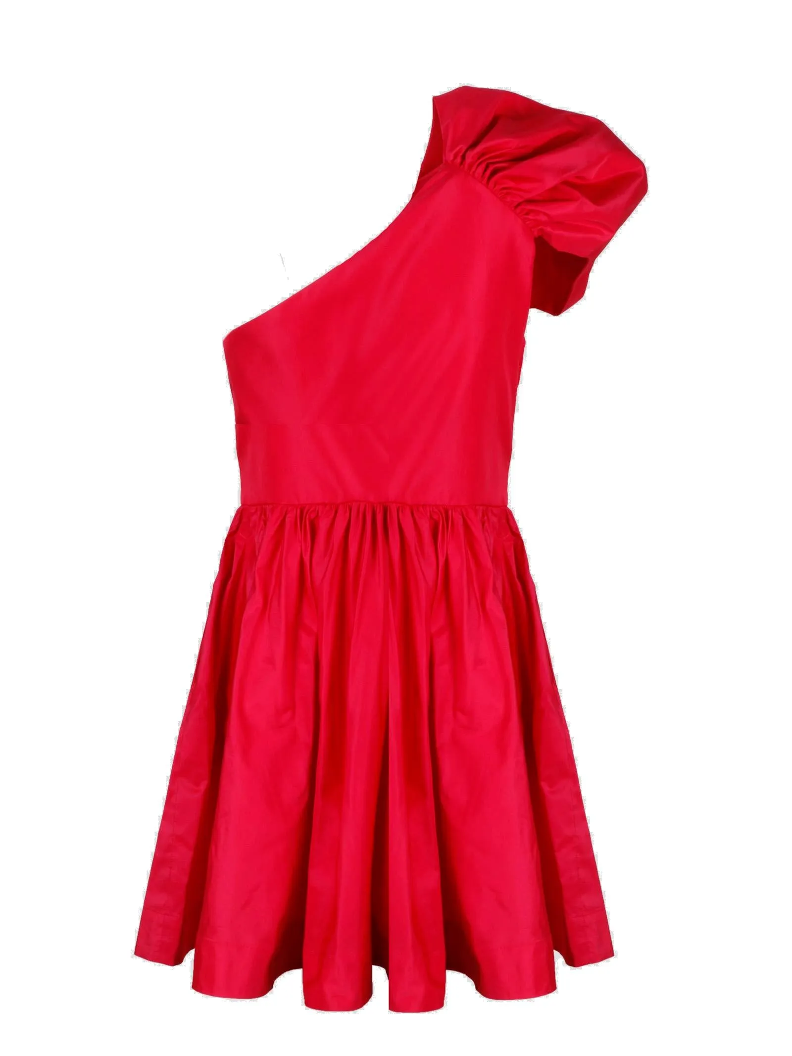 Pink One-Shoulder Taffeta Mini Dress - Shop Now.