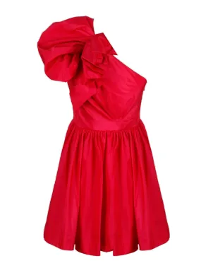 Pink One-Shoulder Taffeta Mini Dress - Shop Now.