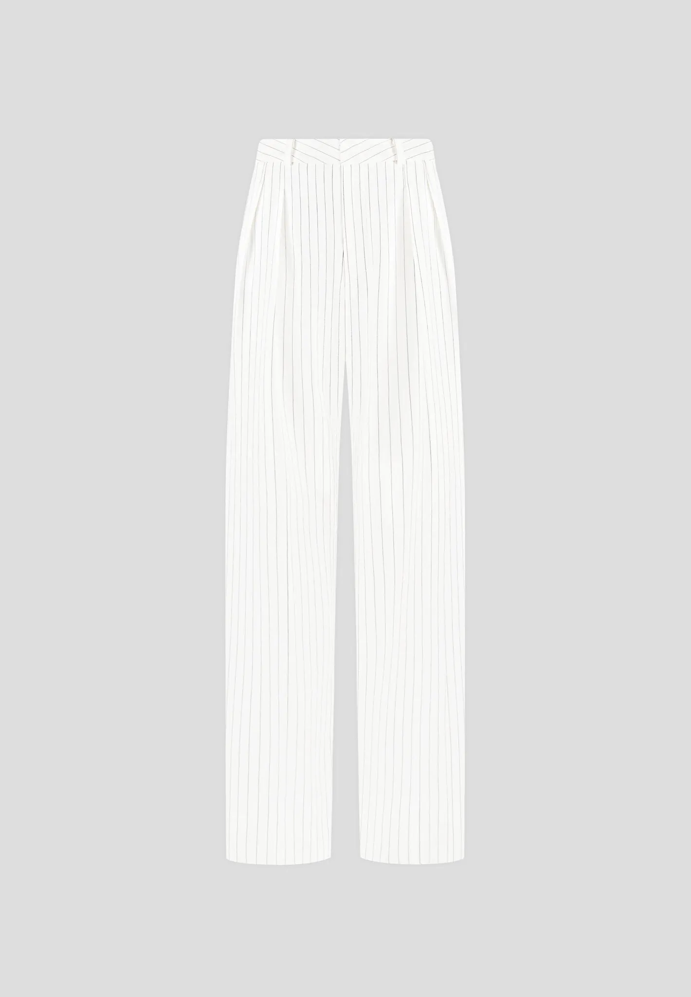 Pinstripe Twin Pleat Tailored Trousers - White