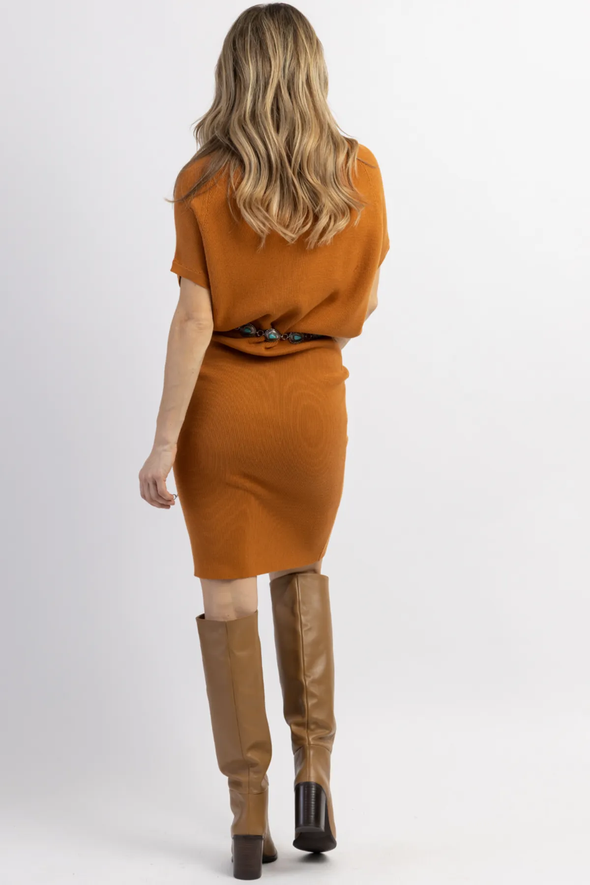 PIPPA CAMEL SLOUCH SHOULDER MINI DRESS