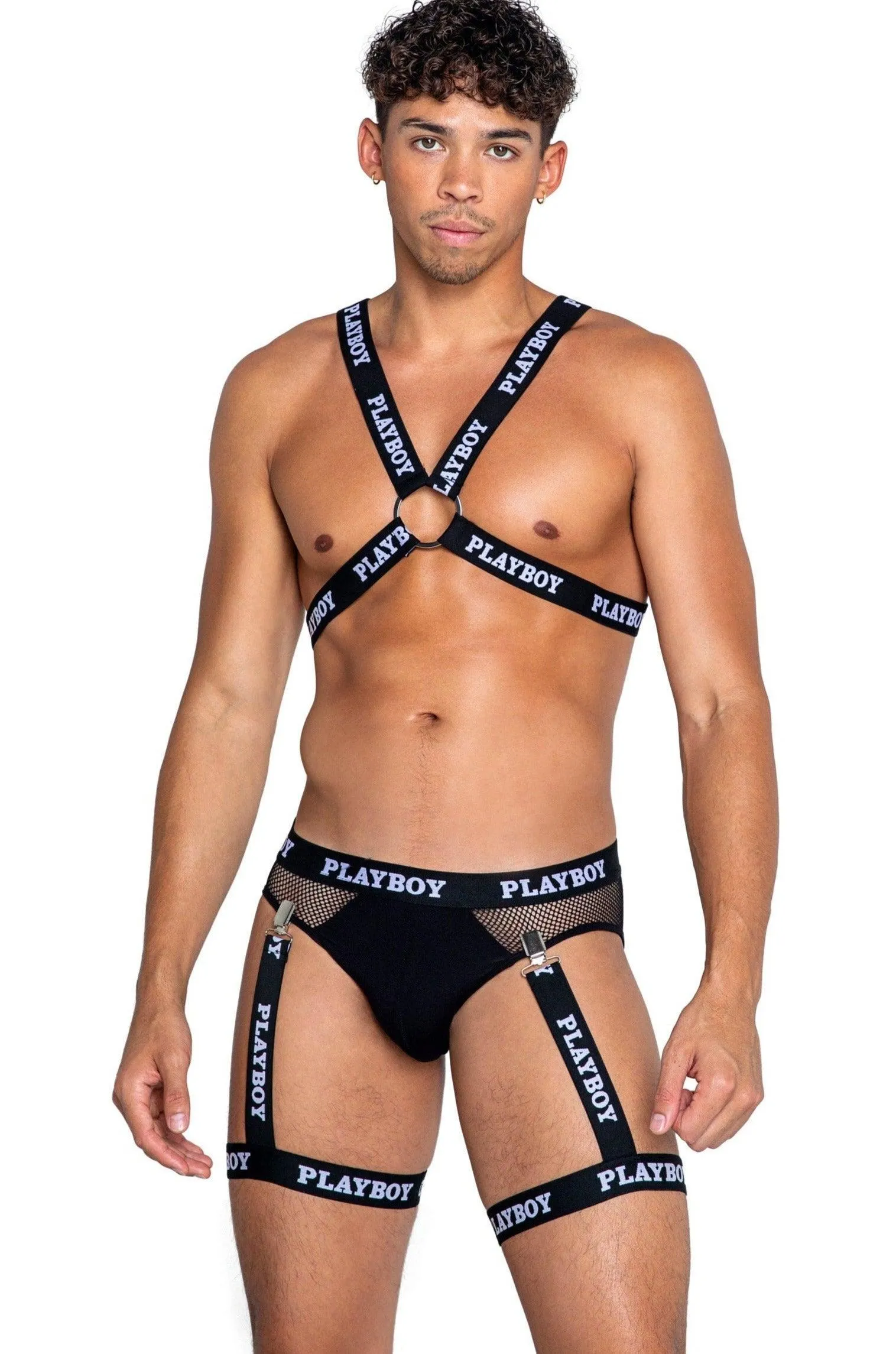 Playboy Mens Dark Room Suspender Set