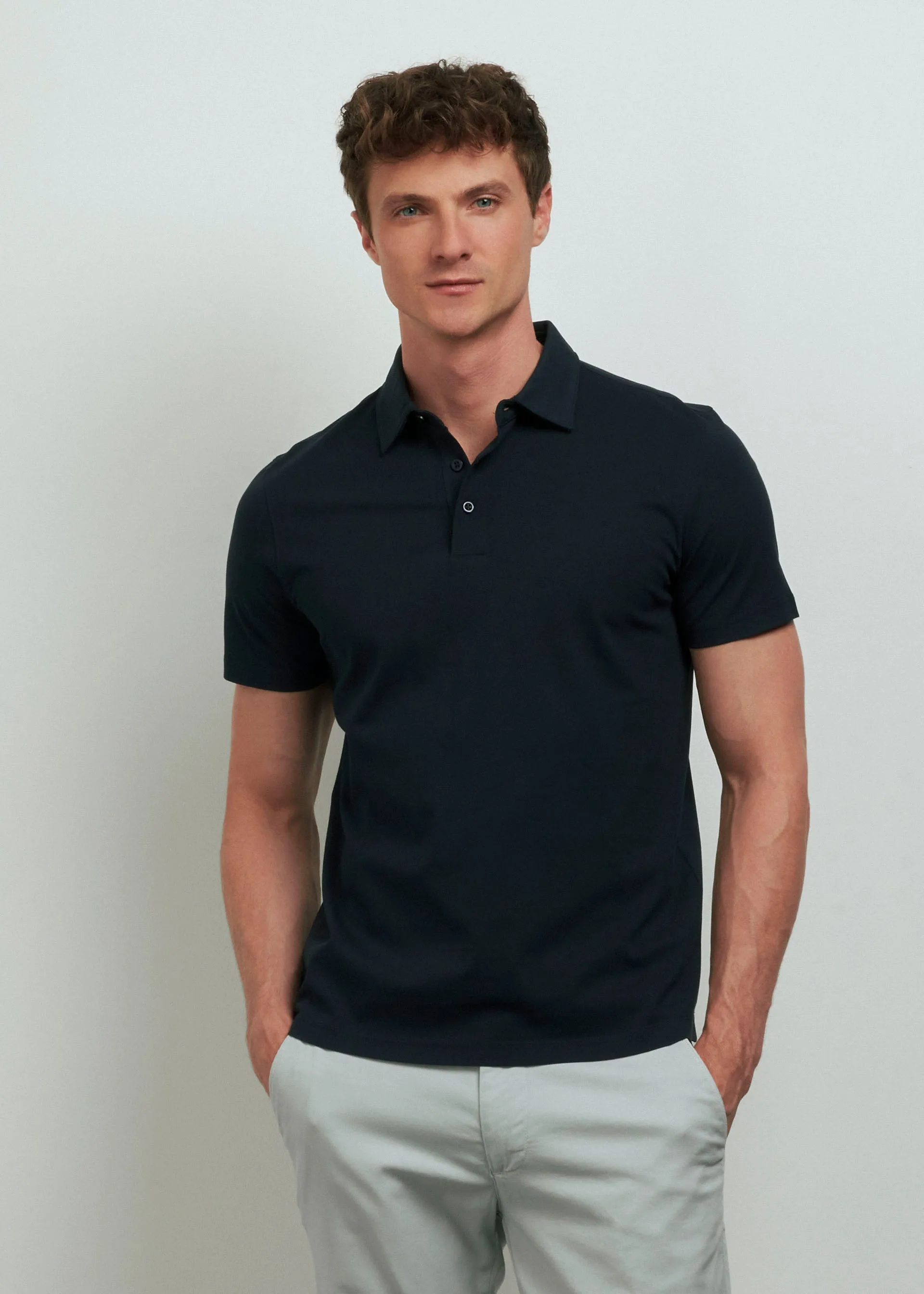 Polo shirt with button-down collar