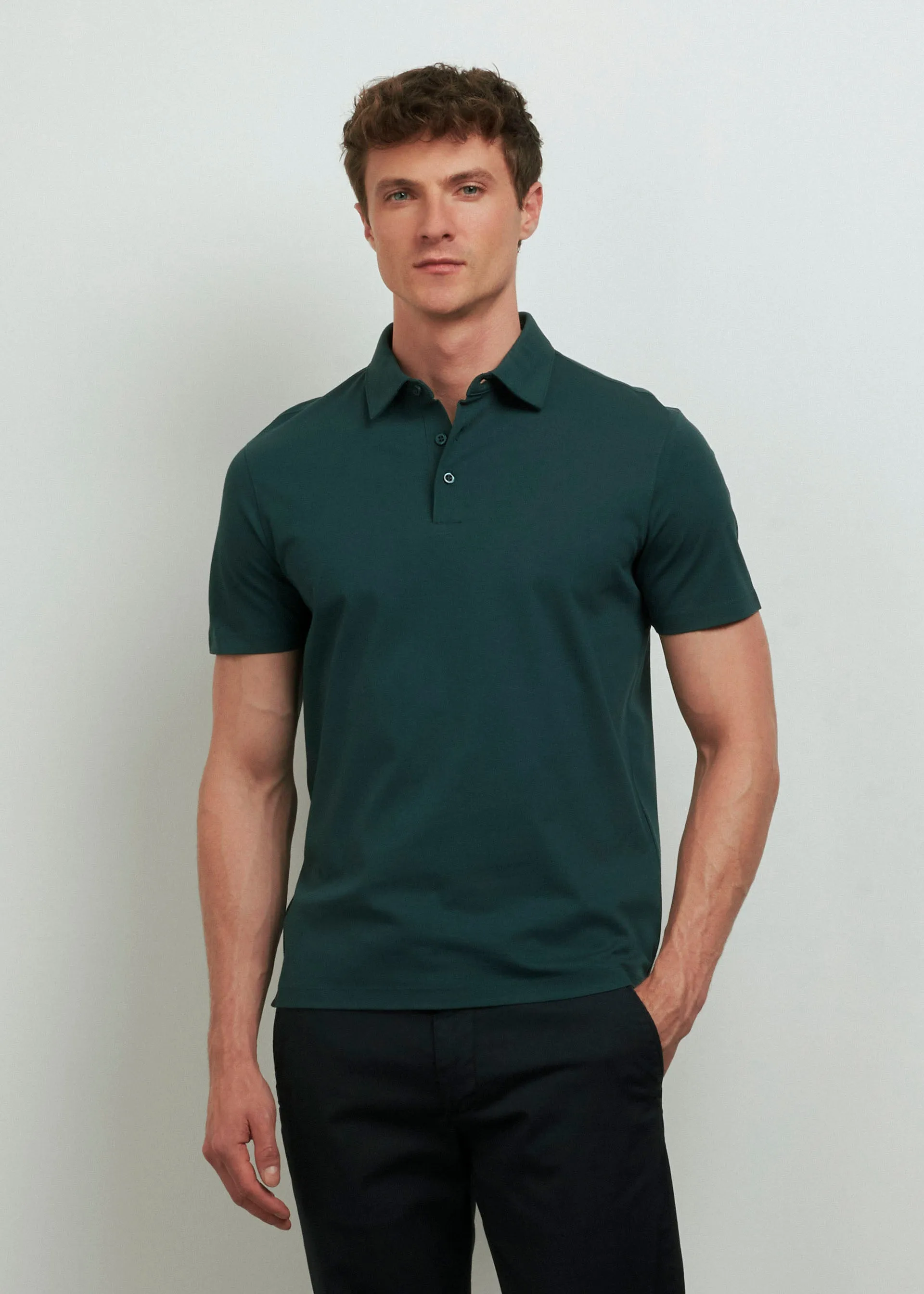 Polo shirt with button-down collar