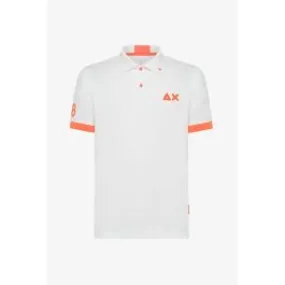 White Men's Polo with Fluorescent Details