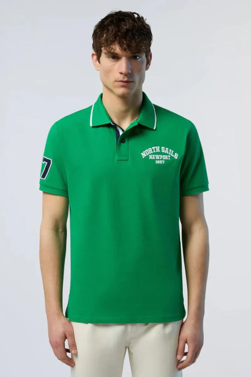 Green Men's College-Style Polo Shirt