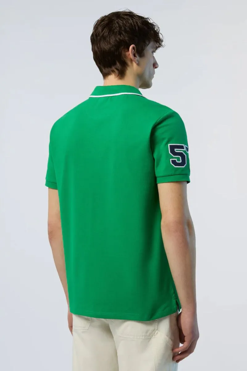 Green Men's College-Style Polo Shirt