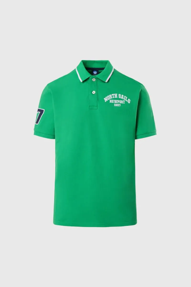 Green Men's College-Style Polo Shirt