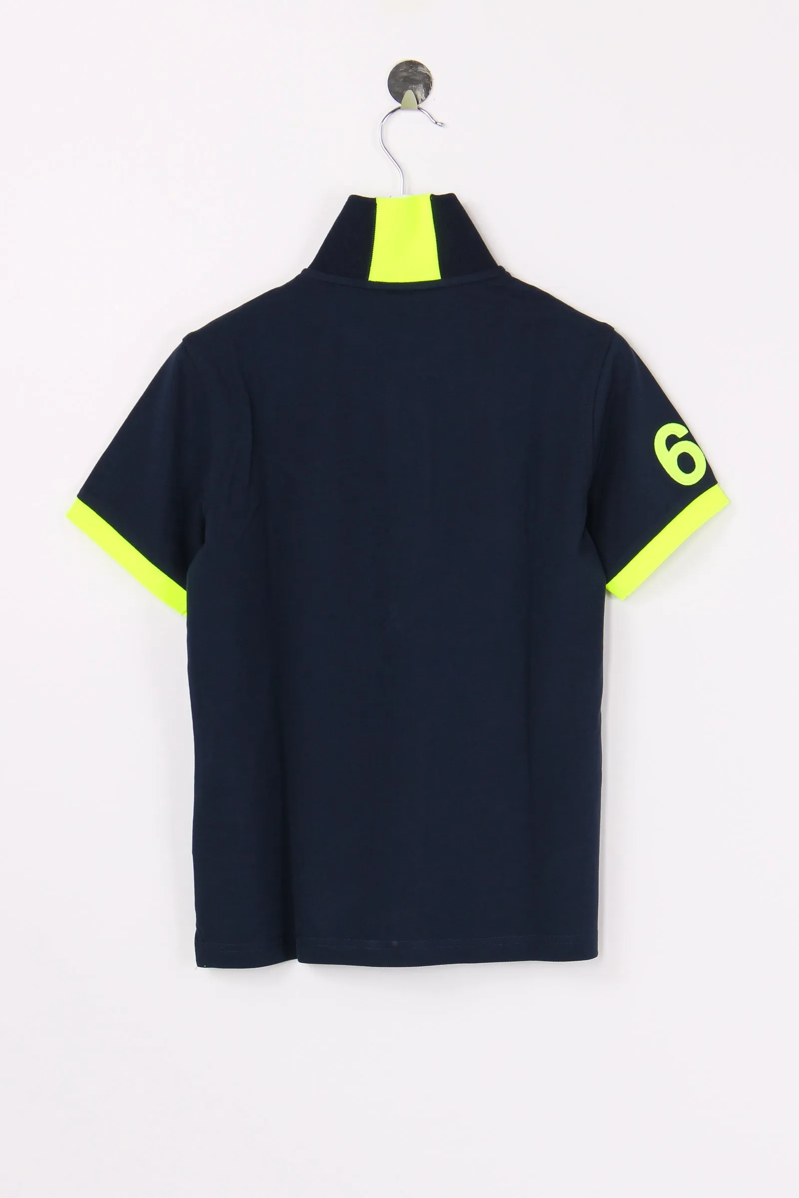 Navy Blue Fluo Logo Polo