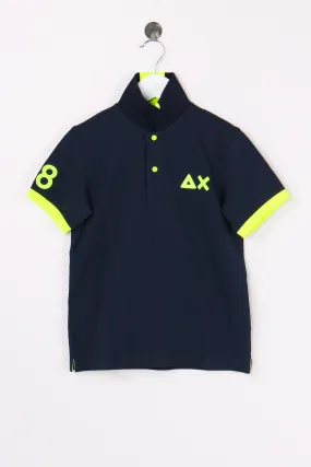 Navy Blue Fluo Logo Polo