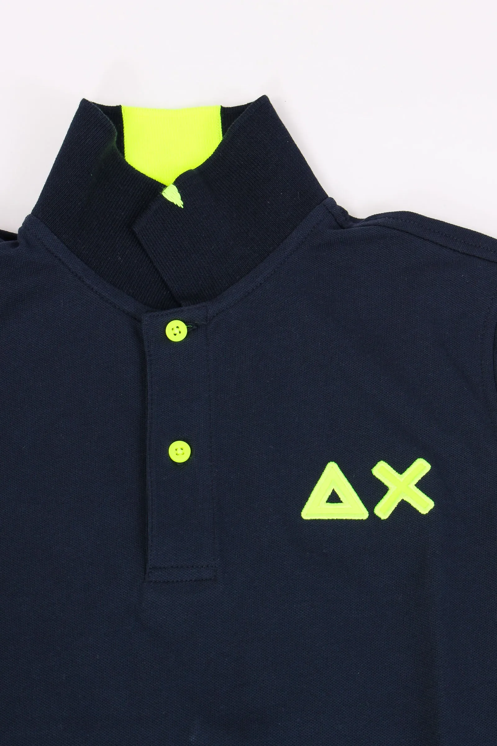 Navy Blue Fluo Logo Polo