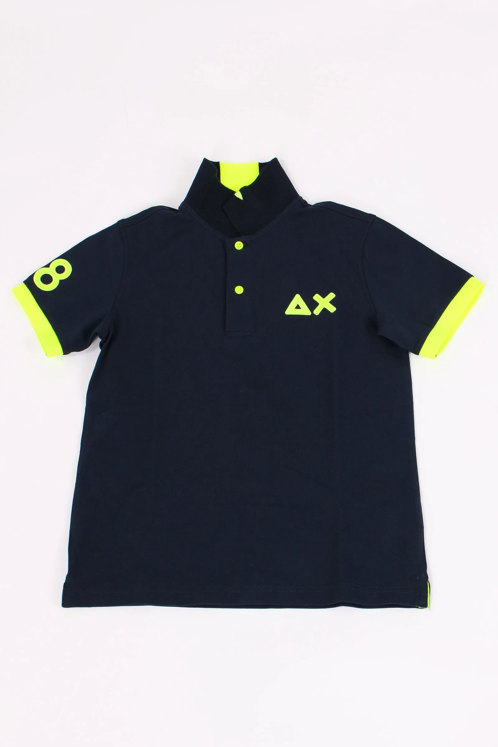 Navy Blue Fluo Logo Polo