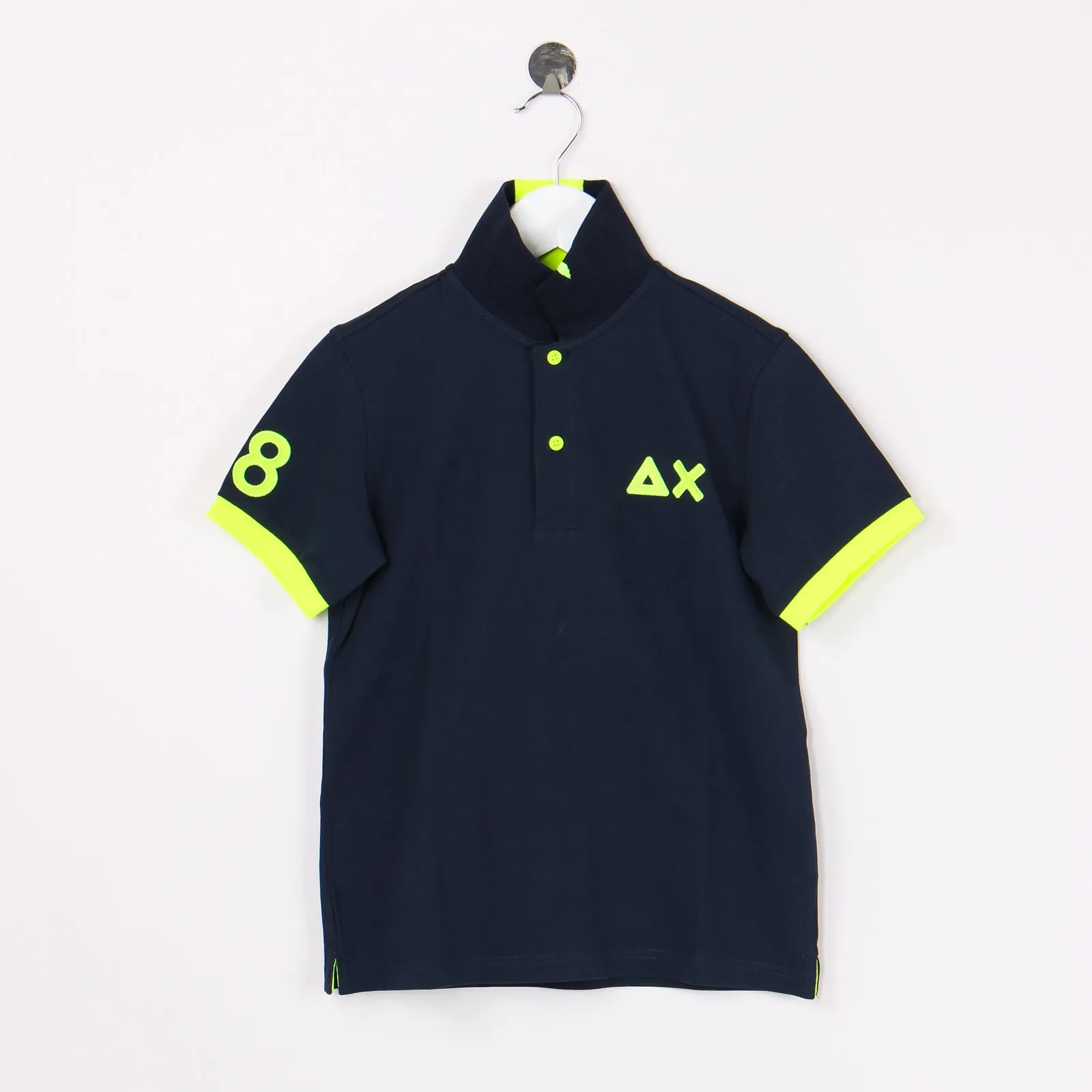 Navy Blue Fluo Logo Polo