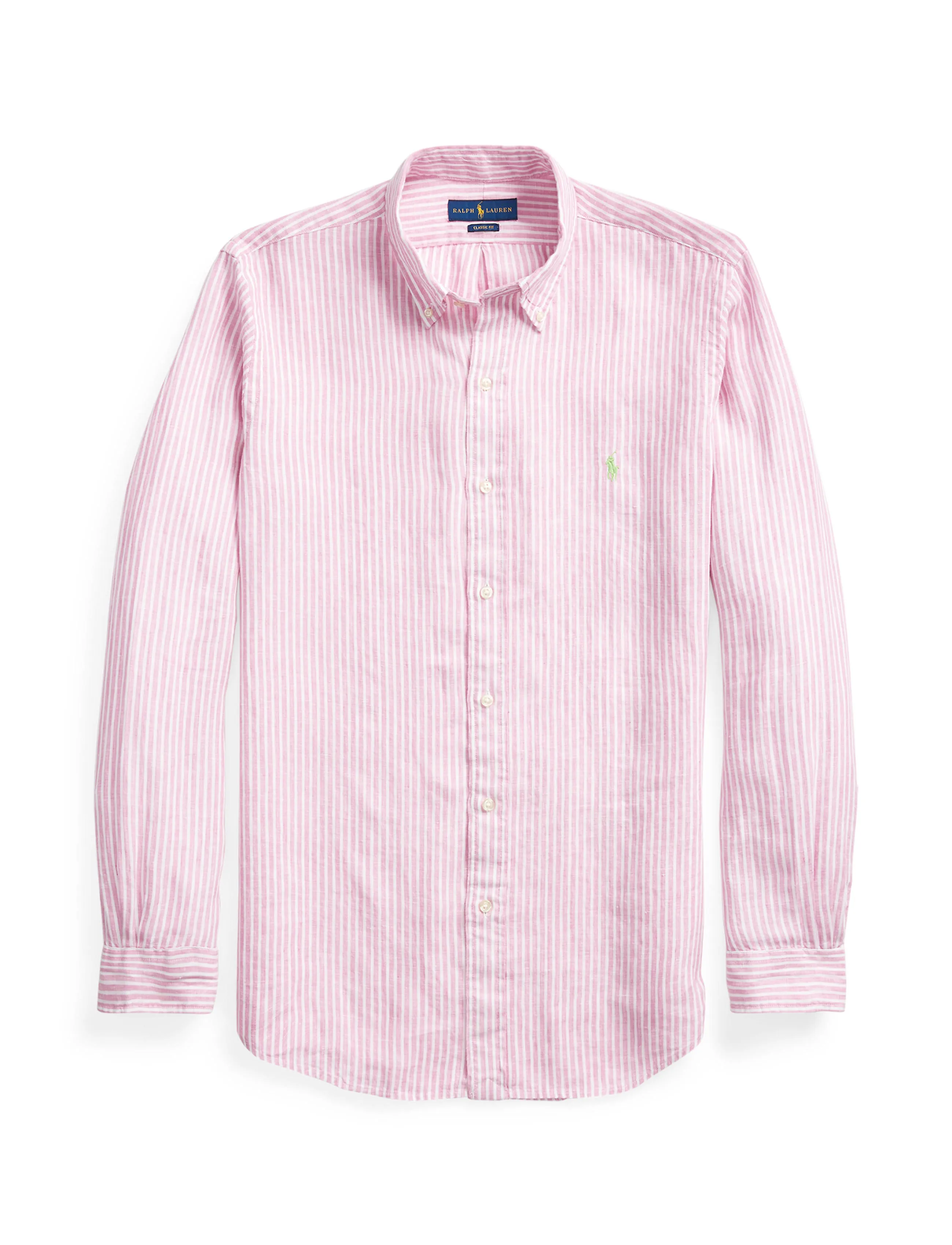 Polo Ralph Lauren Button Down Linen Sport Shirt Pink/White