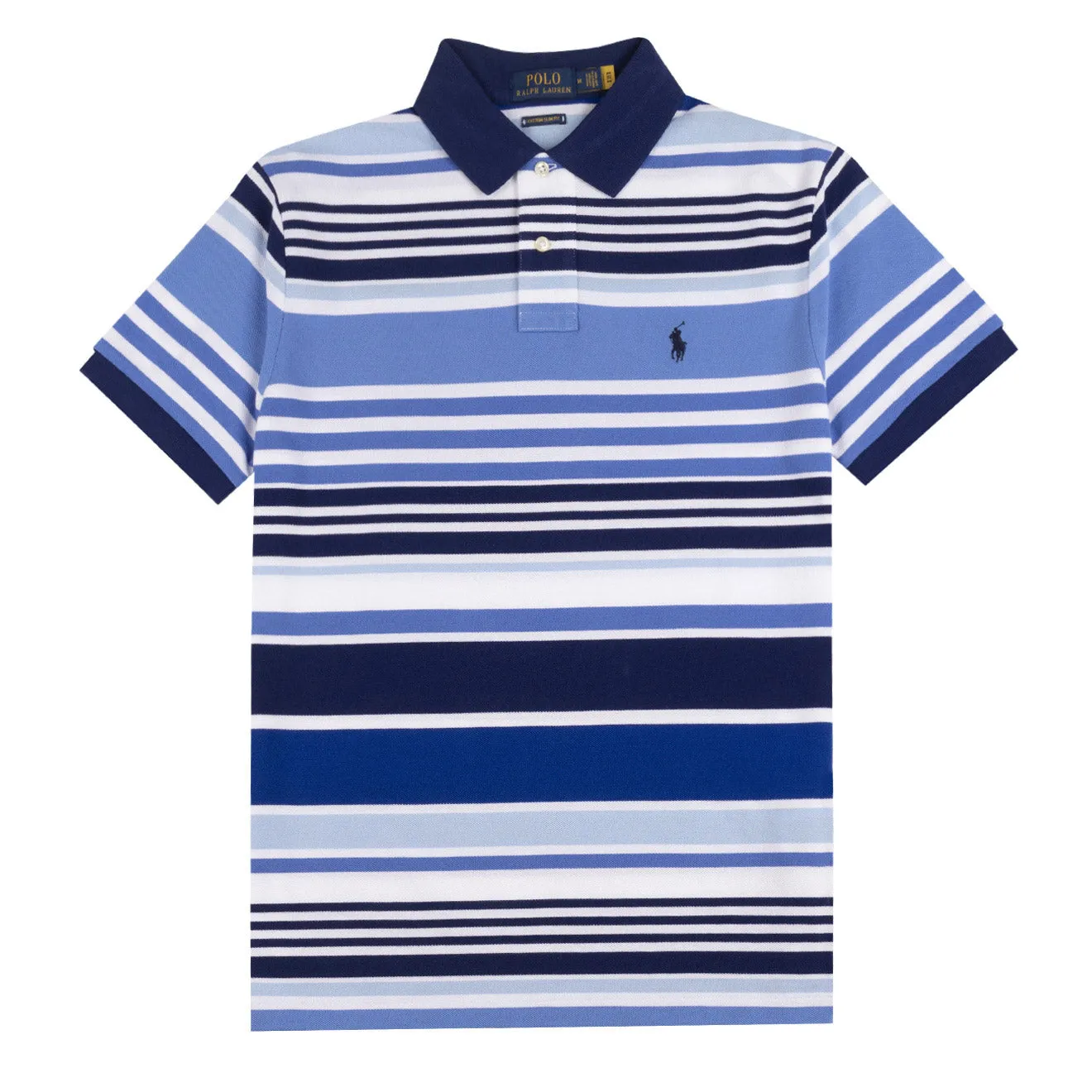 Polo Ralph Lauren Custom Slim Fit Stripe Mesh Polo White Multi