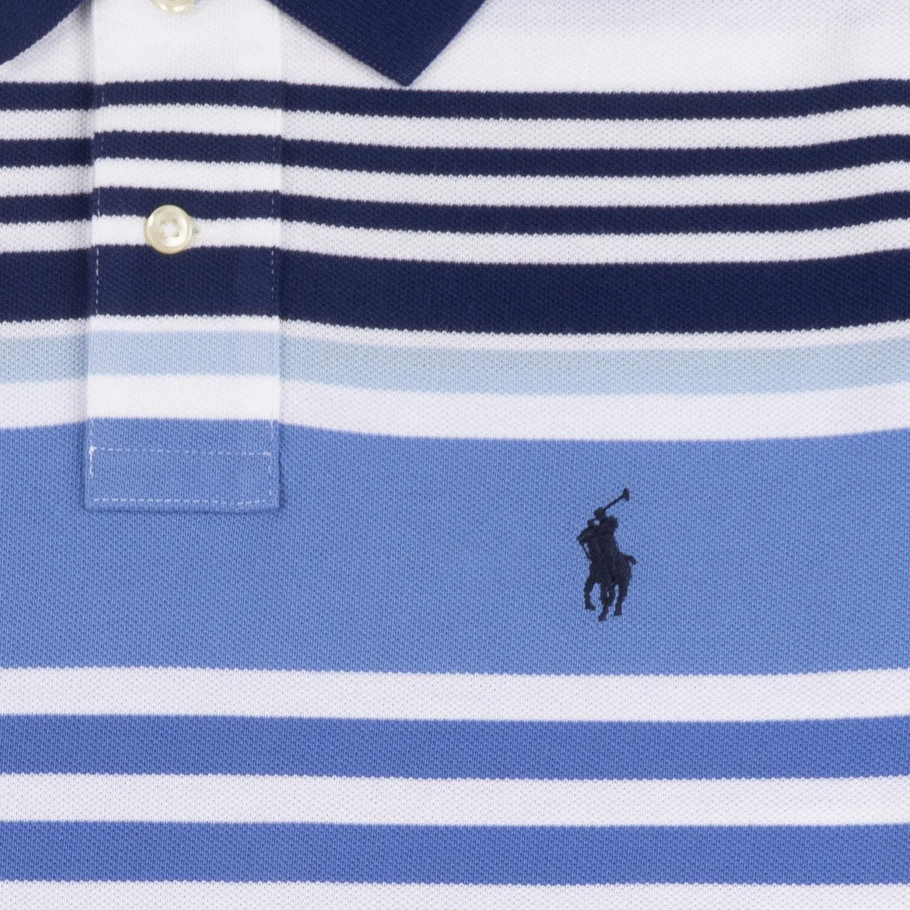 Polo Ralph Lauren Custom Slim Fit Stripe Mesh Polo White Multi