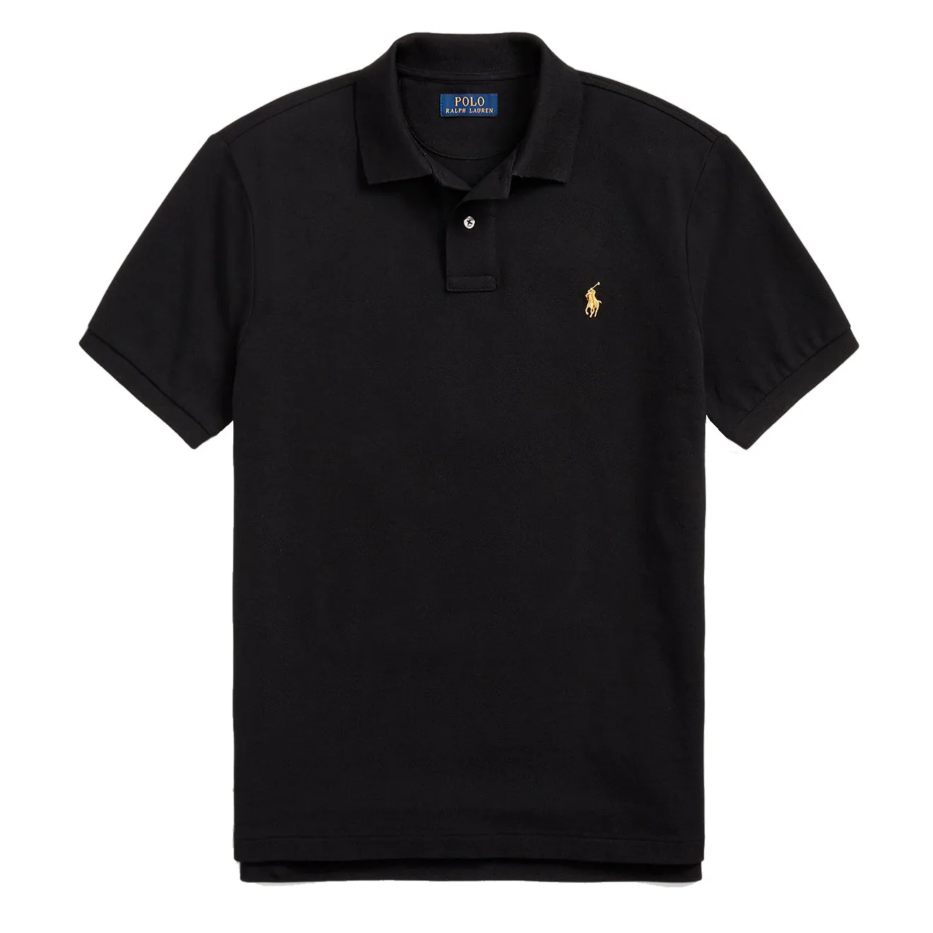 Polo Ralph Lauren Custom Slim Plaid-Trim Mesh Polo Shirt Black